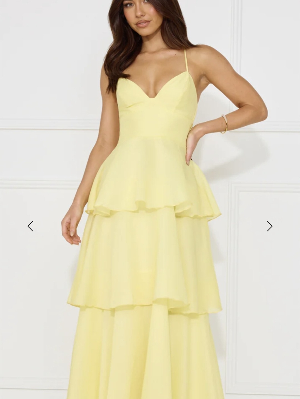 Hello Molly Lemon Tiered Strapless Maxi Dress
